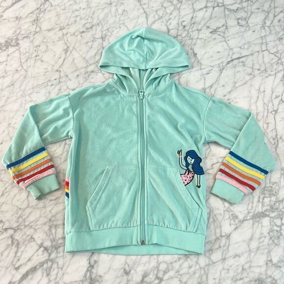Hanna Andersson Mermaid Dolphin Rainbow Applique Terry Hoodie Girls SZ 8 - Picture 1 of 5